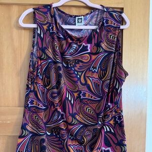 Anne Klein Paisley sleeveless blouse Size XL